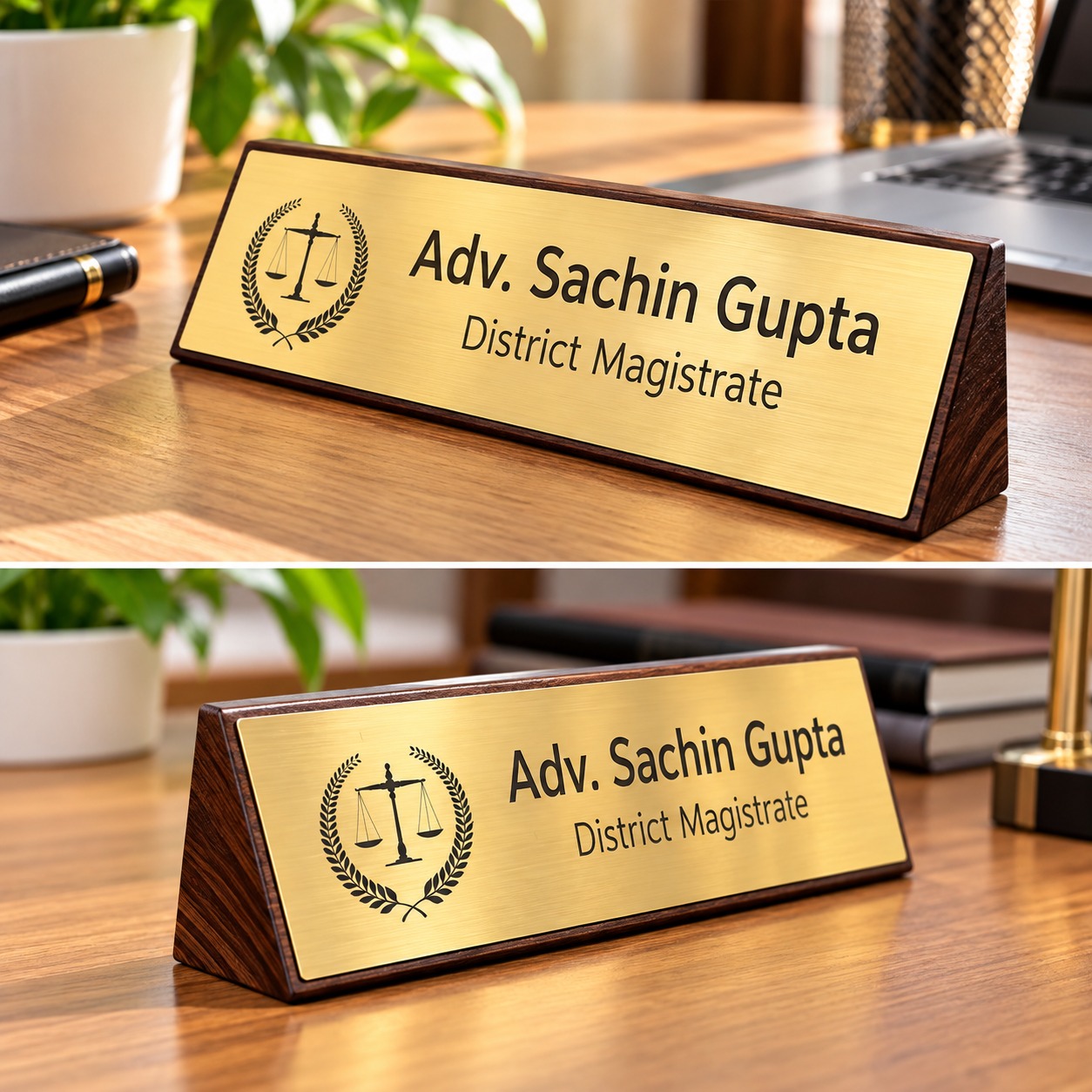 NP43 Golden Desk Name Plate (10 x 3.5 Inch) |